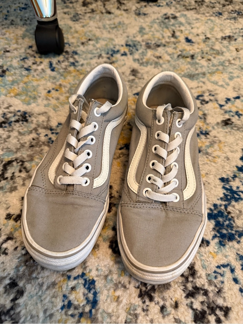 Vans Old Skool Gray White Shoes Canvas Sneakers Low Lace Front Womens 7/Mens 5.5